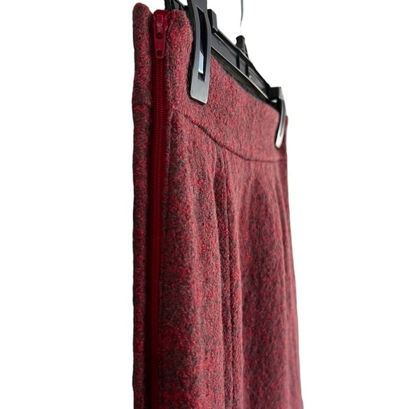 H&M | Wool Skirt | Red and Gray | Side Zipper and Front Slit - Picture 3 of 4
